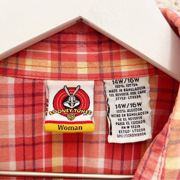 Vintage 1990's Looney Tunes Tweety Bird Embroidered Blouse Sz 14W 16W - Picture 4 of 6